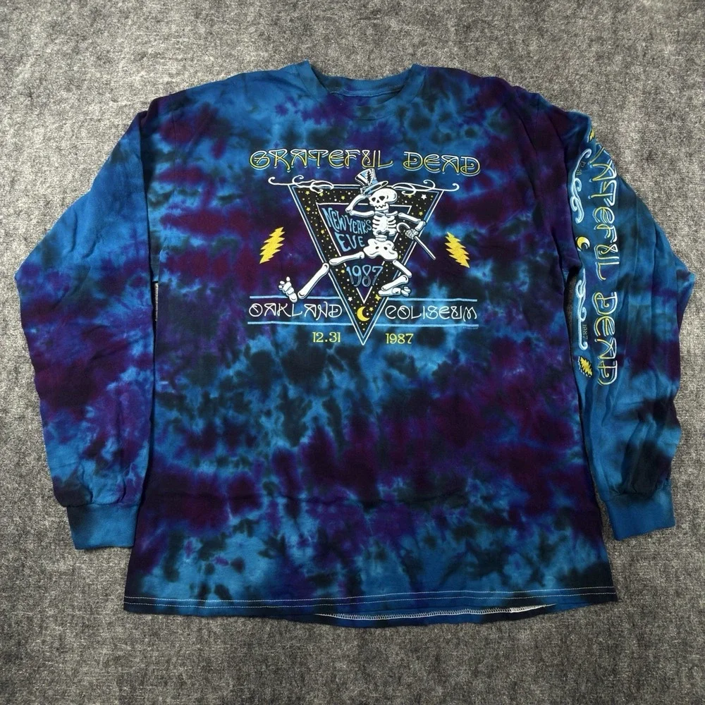 Grateful Dead Liquid Blue XL New Years Eve 1987 Oakland Tie Dye Long Sleeve